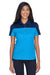 Core 365 CE101W Womens Balance Performance Moisture Wicking Short Sleeve Polo Shirt Electric Blue/Classic Navy Blue Model Front