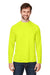 Core 365 CE110 Mens Ultra MVP Moisture Wicking Long Sleeve Crewneck T-Shirt Safety Yellow Model Front