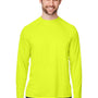Core 365 Mens Ultra MVP Moisture Wicking Long Sleeve Crewneck T-Shirt - Safety Yellow