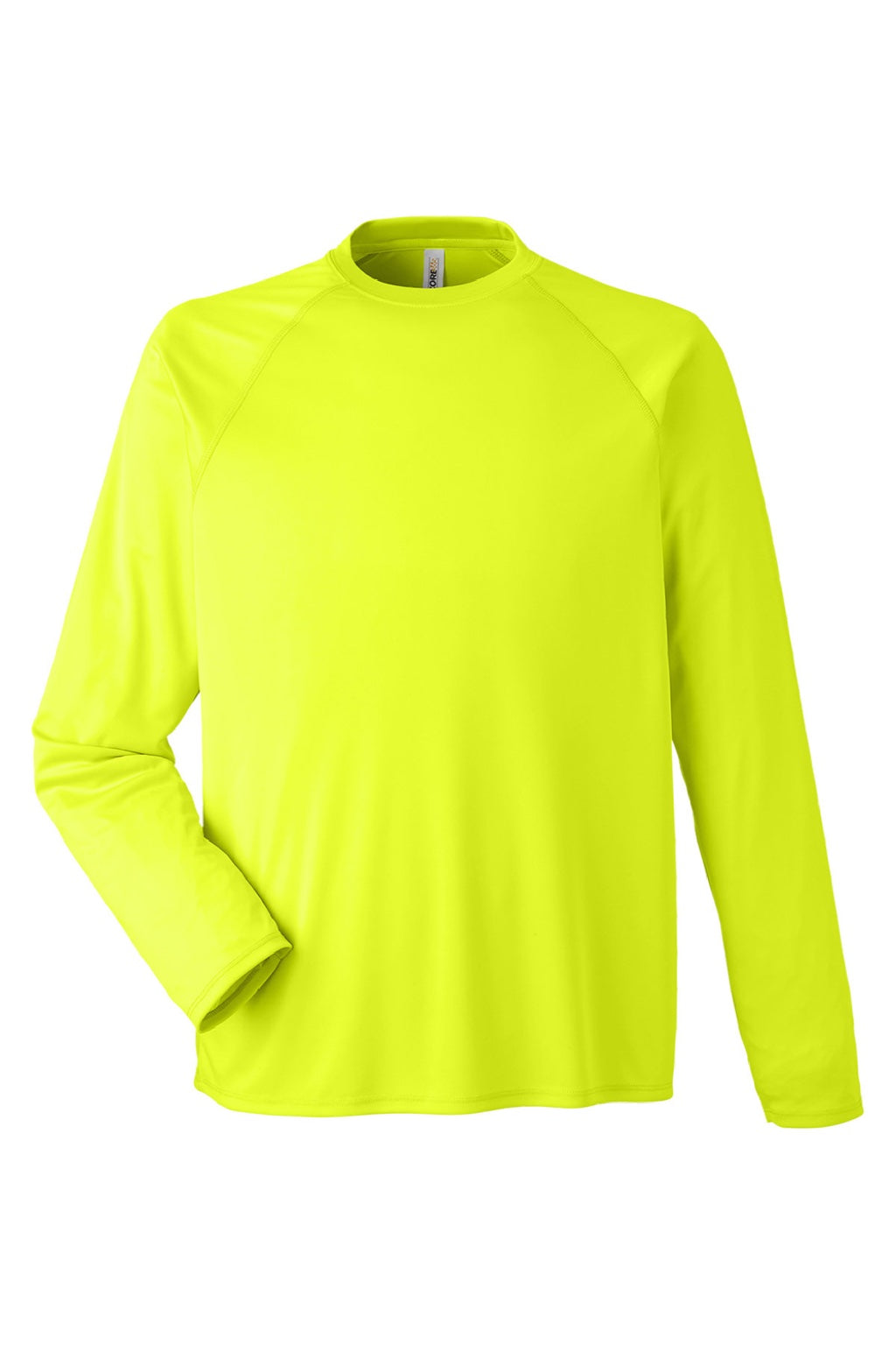Core 365 CE110 Mens Ultra MVP Moisture Wicking Long Sleeve Crewneck T-Shirt Safety Yellow Flat Front