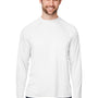Core 365 Mens Ultra MVP Moisture Wicking Long Sleeve Crewneck T-Shirt - White