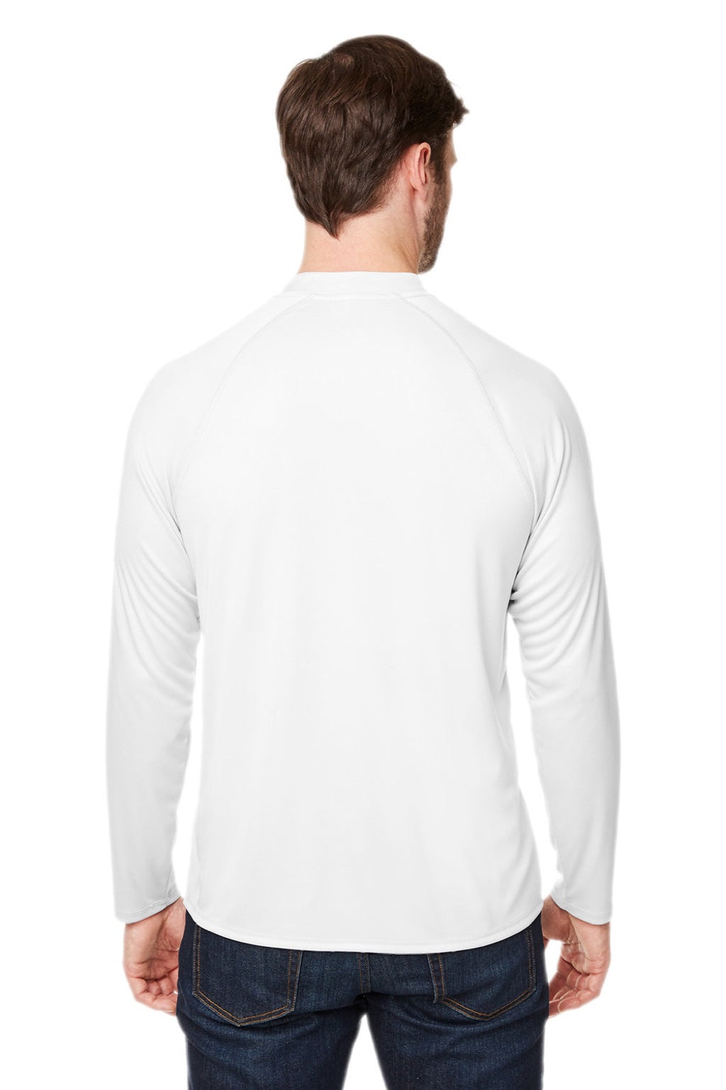 Core 365 CE110 Mens Ultra MVP Moisture Wicking Long Sleeve Crewneck T-Shirt White Model Back