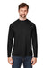 Core 365 CE110 Mens Ultra MVP Moisture Wicking Long Sleeve Crewneck T-Shirt Black Model Front