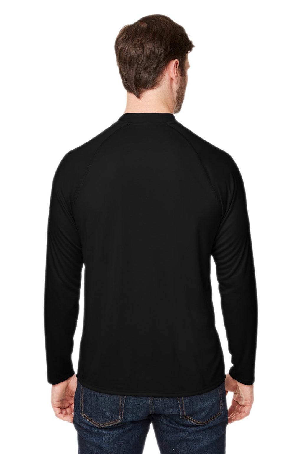 Core 365 CE110 Mens Ultra MVP Moisture Wicking Long Sleeve Crewneck T-Shirt Black Model Back