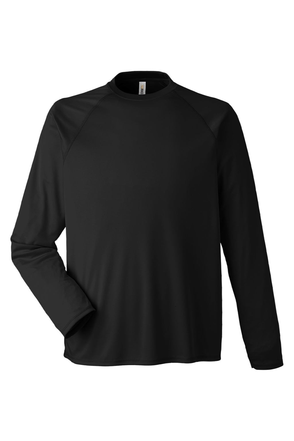 Core 365 CE110 Mens Ultra MVP Moisture Wicking Long Sleeve Crewneck T-Shirt Black Flat Front