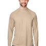 Core 365 Mens Ultra MVP Moisture Wicking Long Sleeve Crewneck T-Shirt - Stone