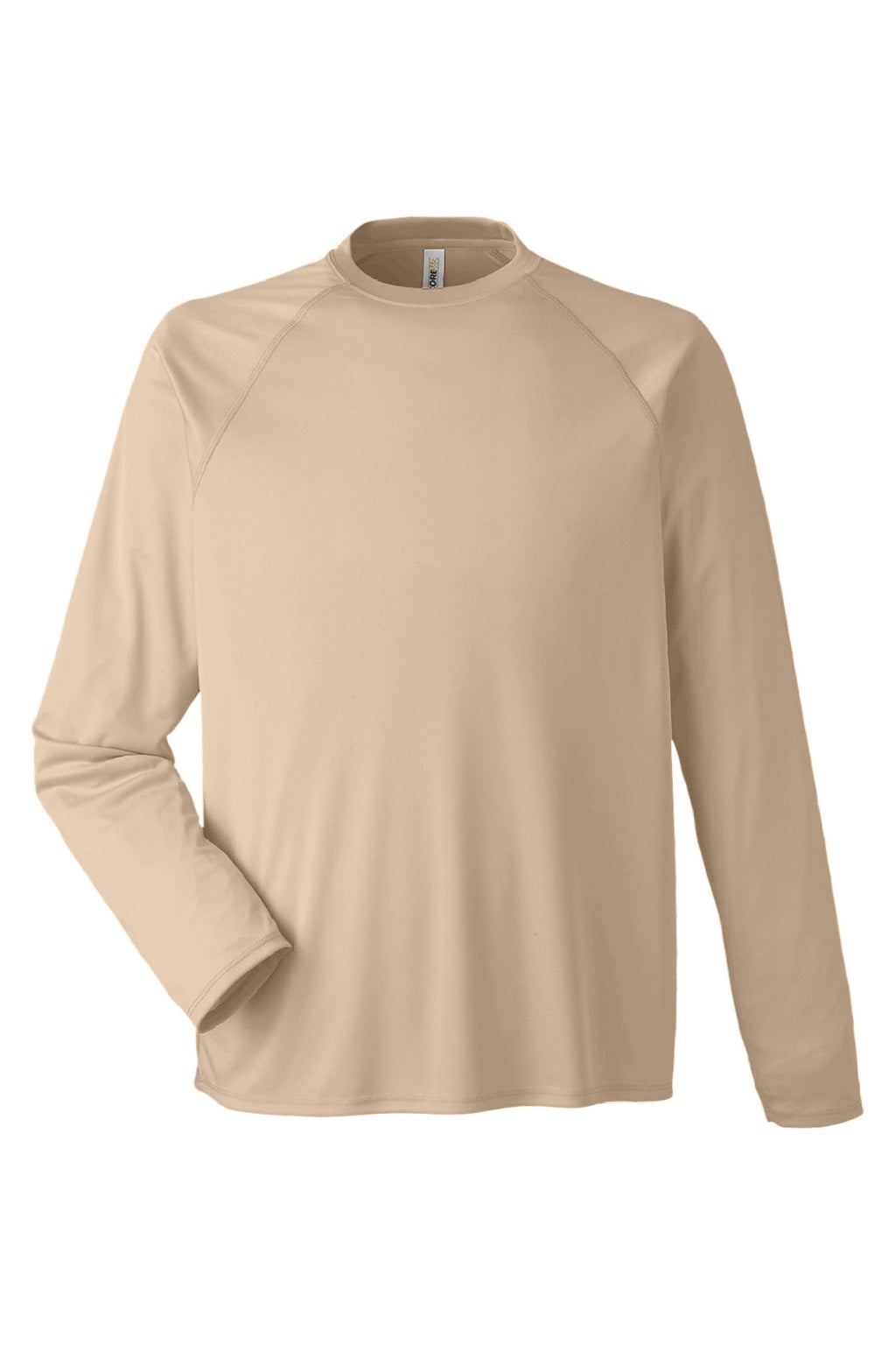 Core 365 CE110 Mens Ultra MVP Moisture Wicking Long Sleeve Crewneck T-Shirt Stone Flat Front