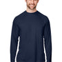 Core 365 Mens Ultra MVP Moisture Wicking Long Sleeve Crewneck T-Shirt - Classic Navy Blue