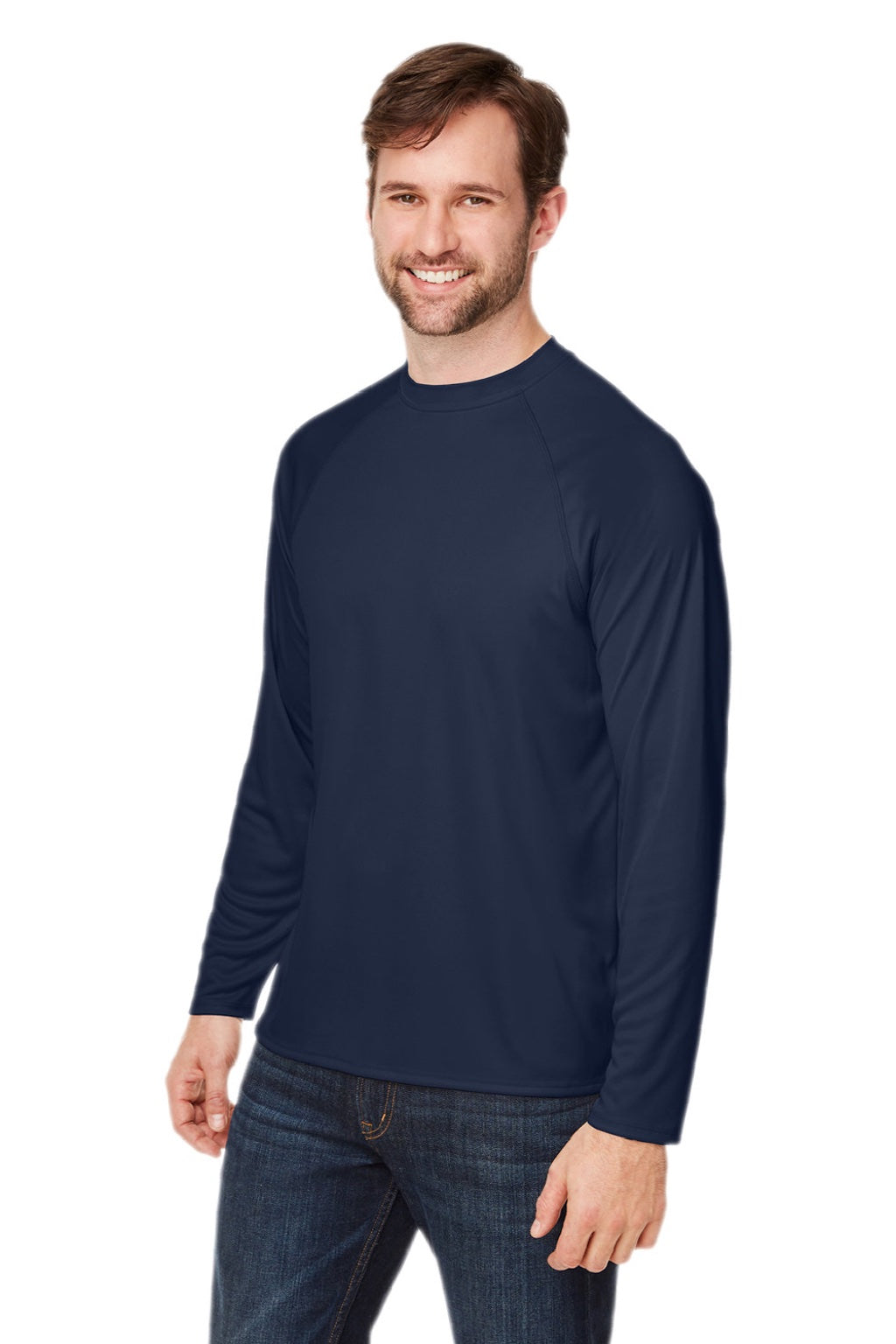 Core 365 CE110 Mens Ultra MVP Moisture Wicking Long Sleeve Crewneck T-Shirt Classic Navy Blue Model 3q