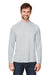 Core 365 CE110 Mens Ultra MVP Moisture Wicking Long Sleeve Crewneck T-Shirt Platinum Grey Model Front