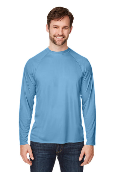Core 365 CE110 Mens Ultra MVP Moisture Wicking Long Sleeve Crewneck T-Shirt Columbia Blue Model Front