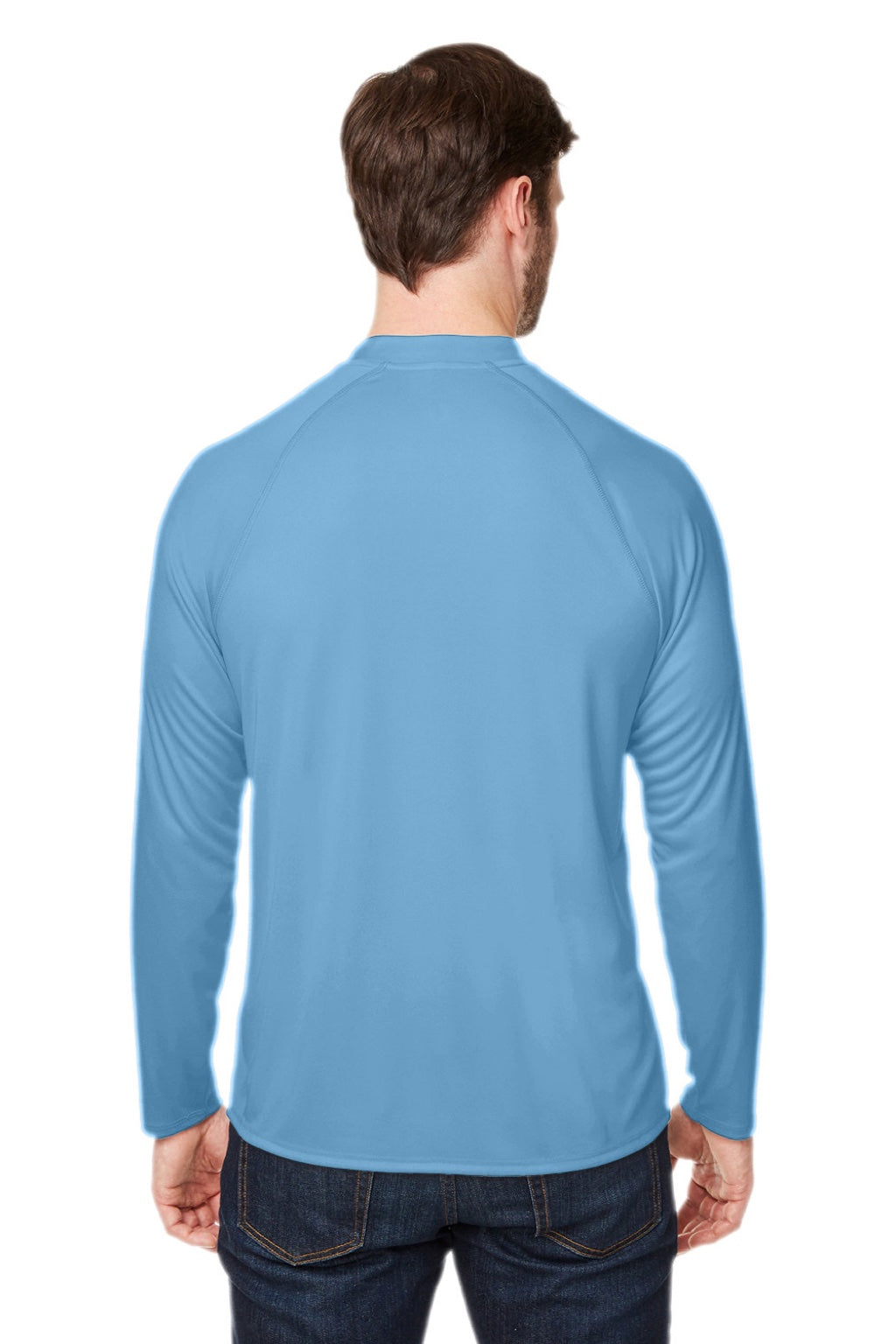Core 365 CE110 Mens Ultra MVP Moisture Wicking Long Sleeve Crewneck T-Shirt Columbia Blue Model Back