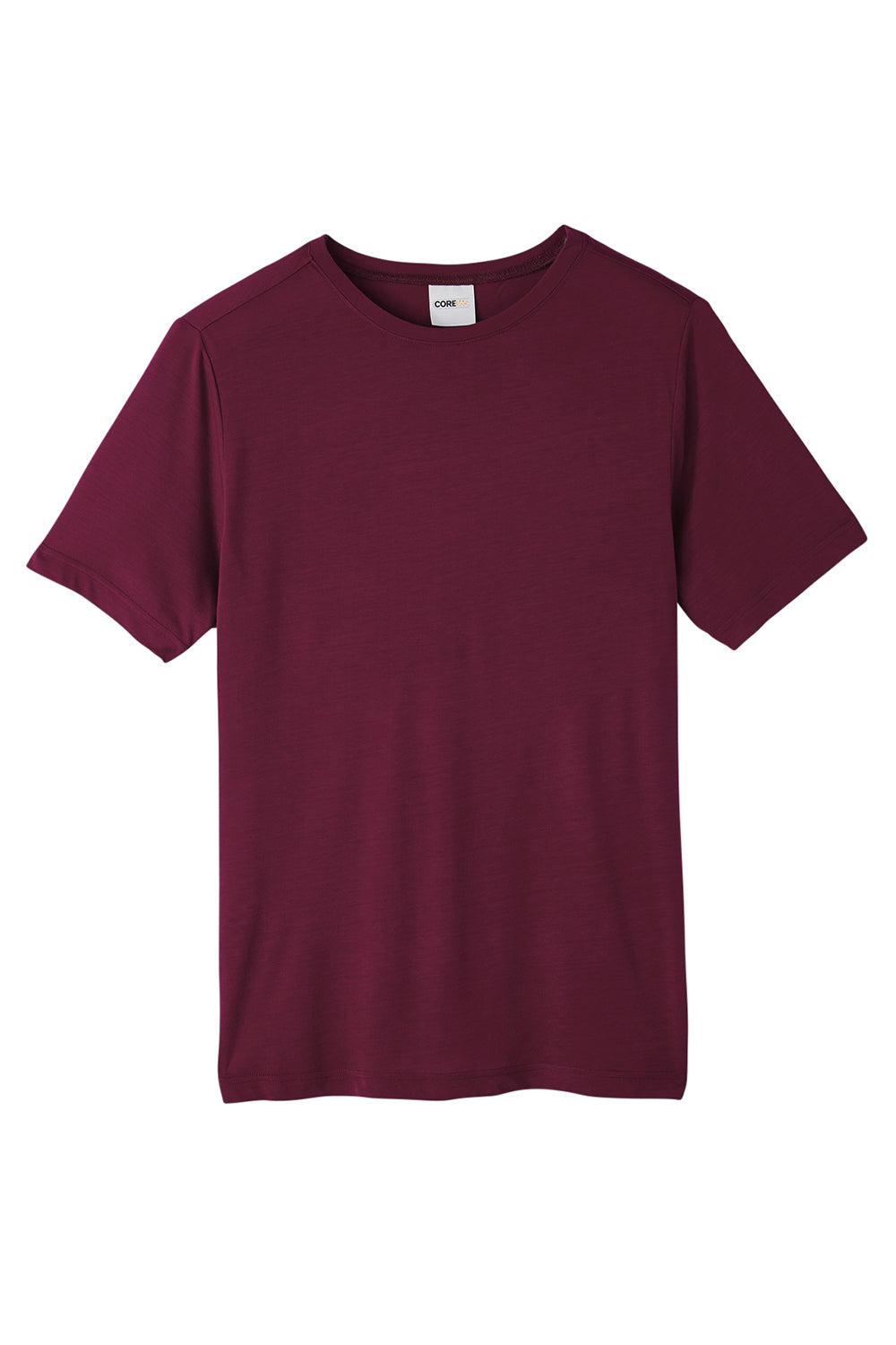 Core 365 CE111 Mens Fusion ChromaSoft Performance Moisture Wicking Short Sleeve Crewneck T-Shirt Burgundy Flat Front