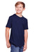 Core 365 CE111Y Youth Fusion ChromaSoft Performance Moisture Wicking Short Sleeve Crewneck T-Shirt Classic Navy Blue Model 3q