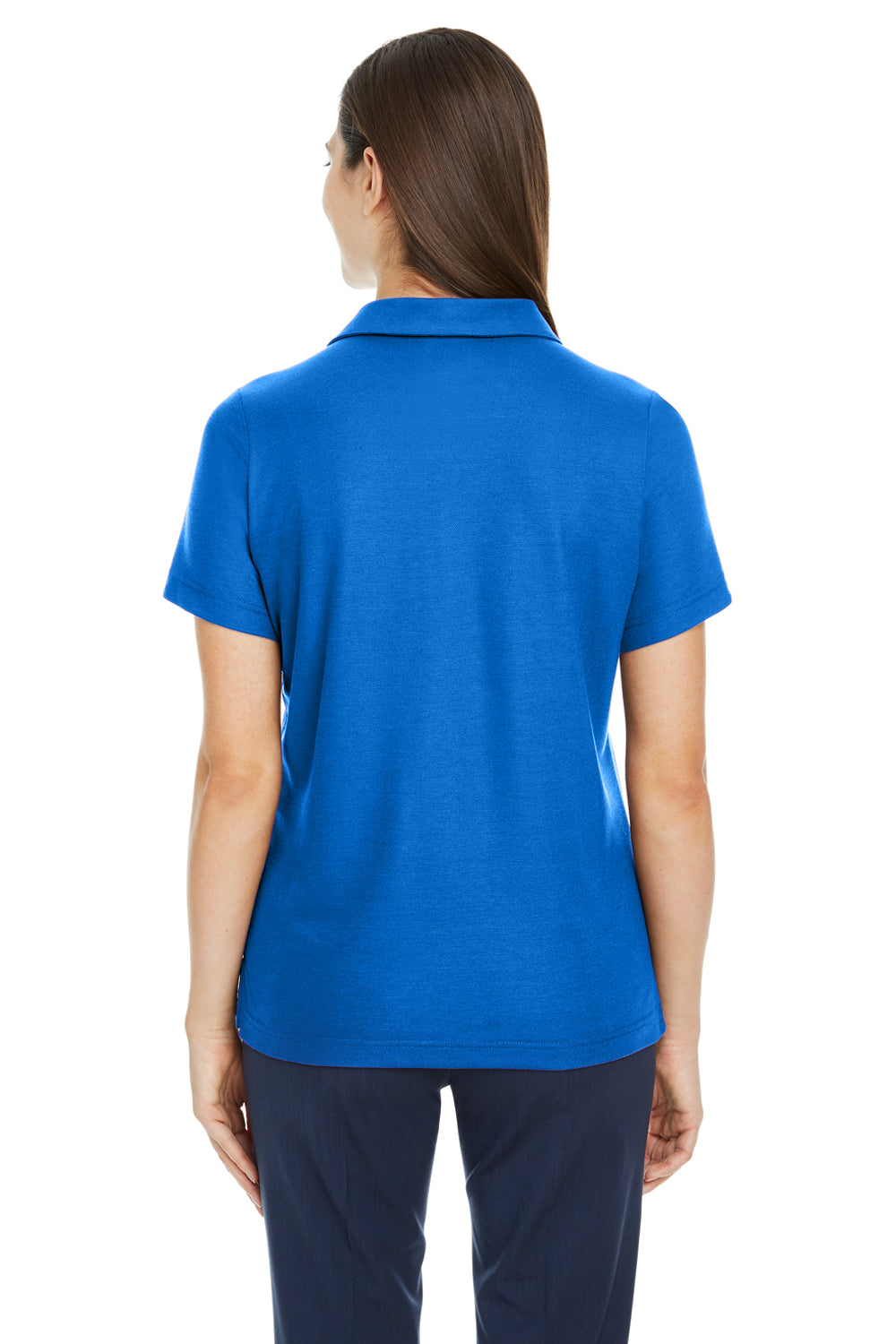 Core 365 CE112W Womens Fusion ChromaSoft Performance Moisture Wicking Pique Short Sleeve Polo Shirt True Royal Blue Model Back