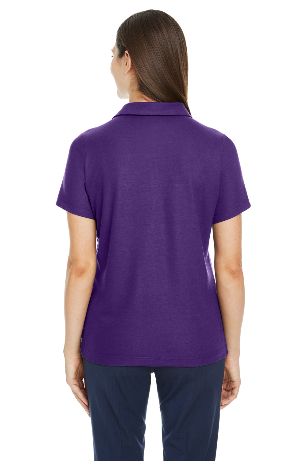 Core 365 CE112W Womens Fusion ChromaSoft Performance Moisture Wicking Pique Short Sleeve Polo Shirt Campus Purple Model Back