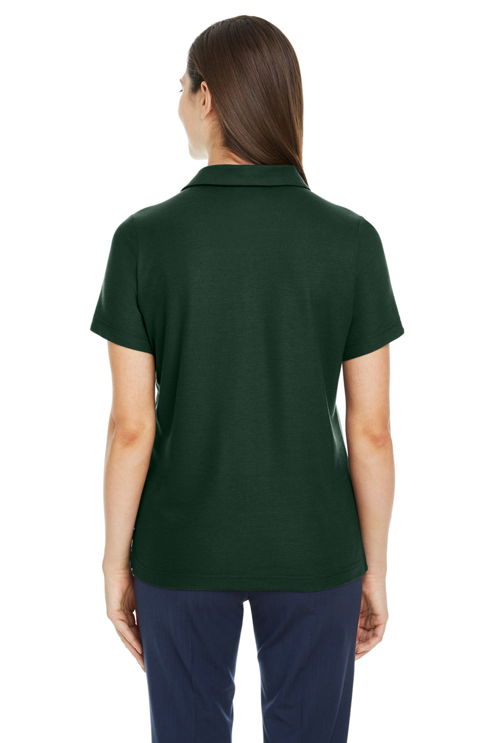 Core 365 CE112W Womens Fusion ChromaSoft Performance Moisture Wicking Pique Short Sleeve Polo Shirt Forest Green Model Back