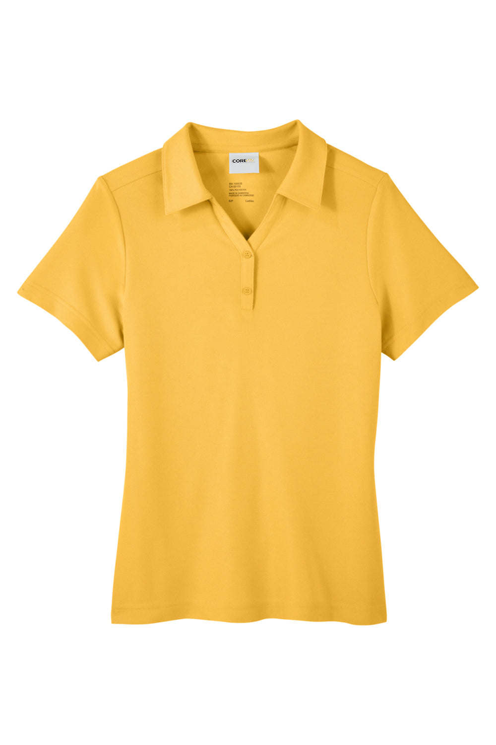 Core 365 CE112W Womens Fusion ChromaSoft Performance Moisture Wicking Pique Short Sleeve Polo Shirt Campus Gold Flat Front