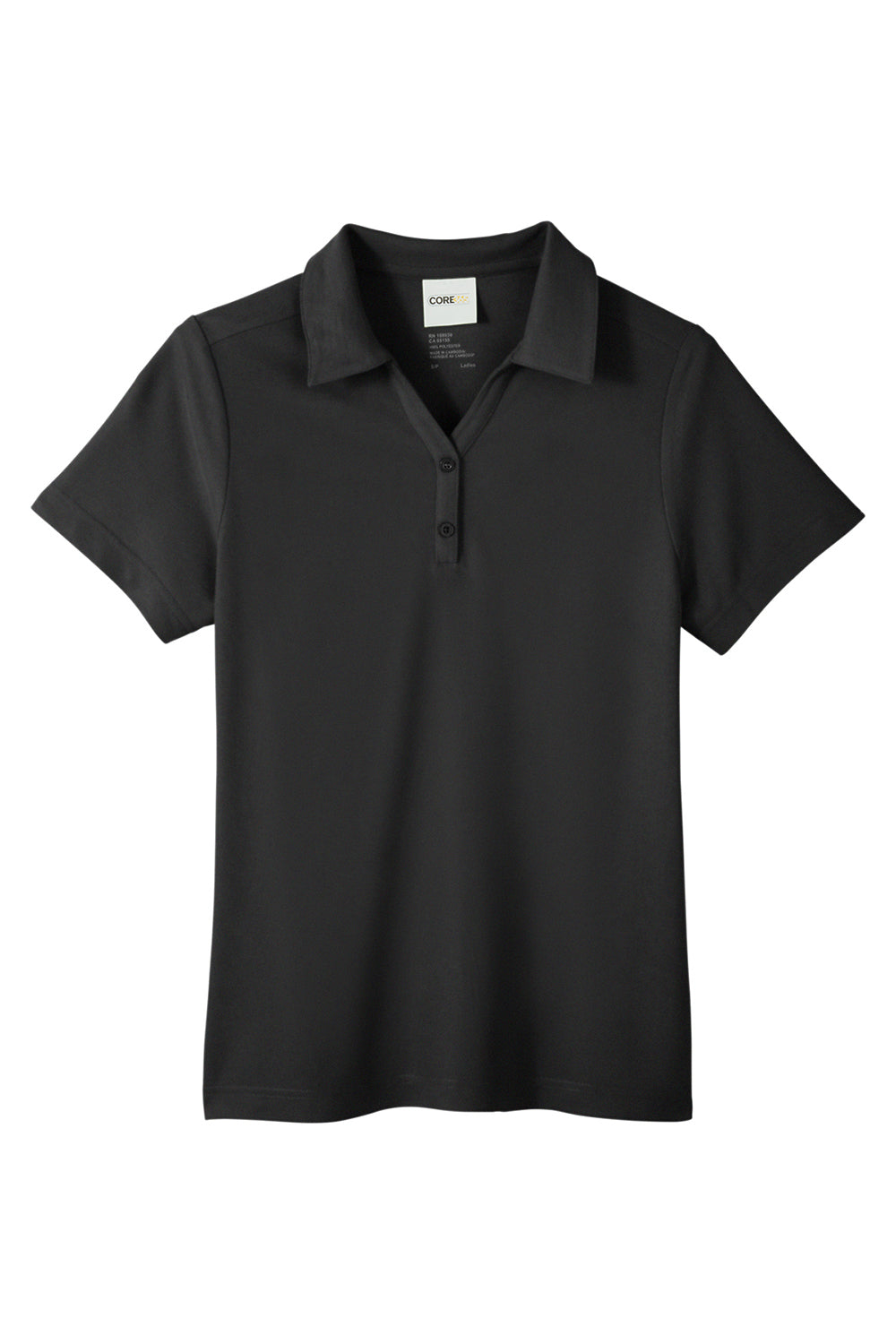 Core 365 CE112W Womens Fusion ChromaSoft Performance Moisture Wicking Pique Short Sleeve Polo Shirt Black Flat Front
