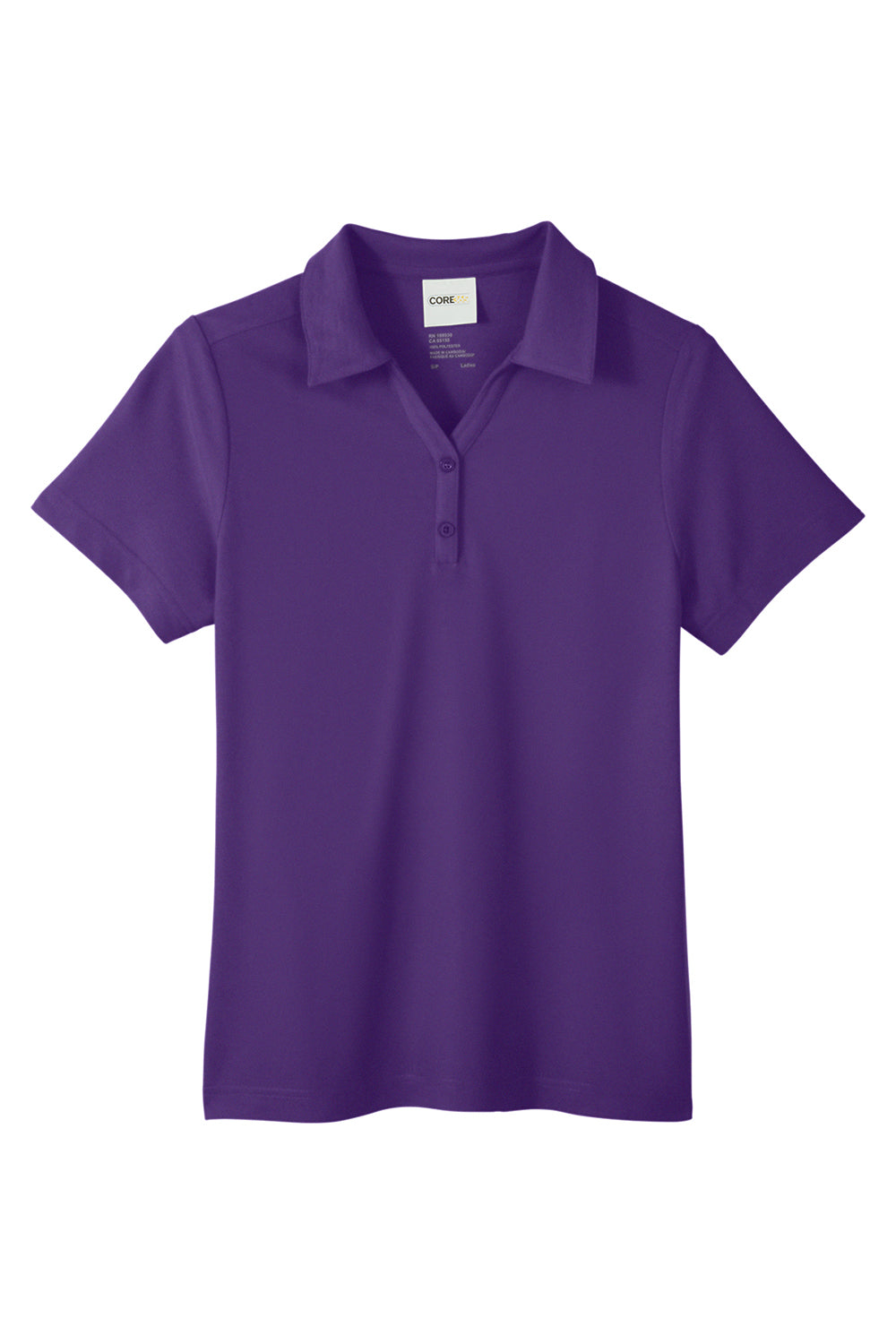 Core 365 CE112W Womens Fusion ChromaSoft Performance Moisture Wicking Pique Short Sleeve Polo Shirt Campus Purple Flat Front