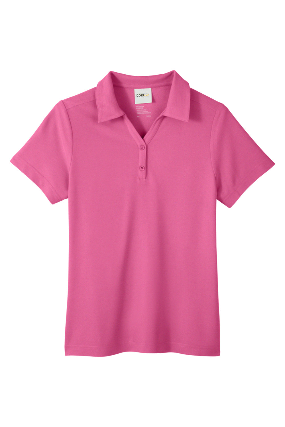 Core 365 CE112W Womens Fusion ChromaSoft Performance Moisture Wicking Pique Short Sleeve Polo Shirt Charity Pink Flat Front