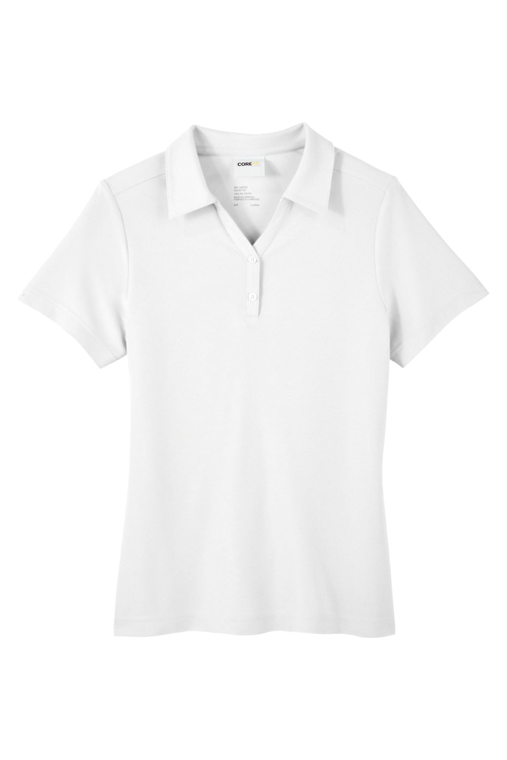Core 365 CE112W Womens Fusion ChromaSoft Performance Moisture Wicking Pique Short Sleeve Polo Shirt White Flat Front