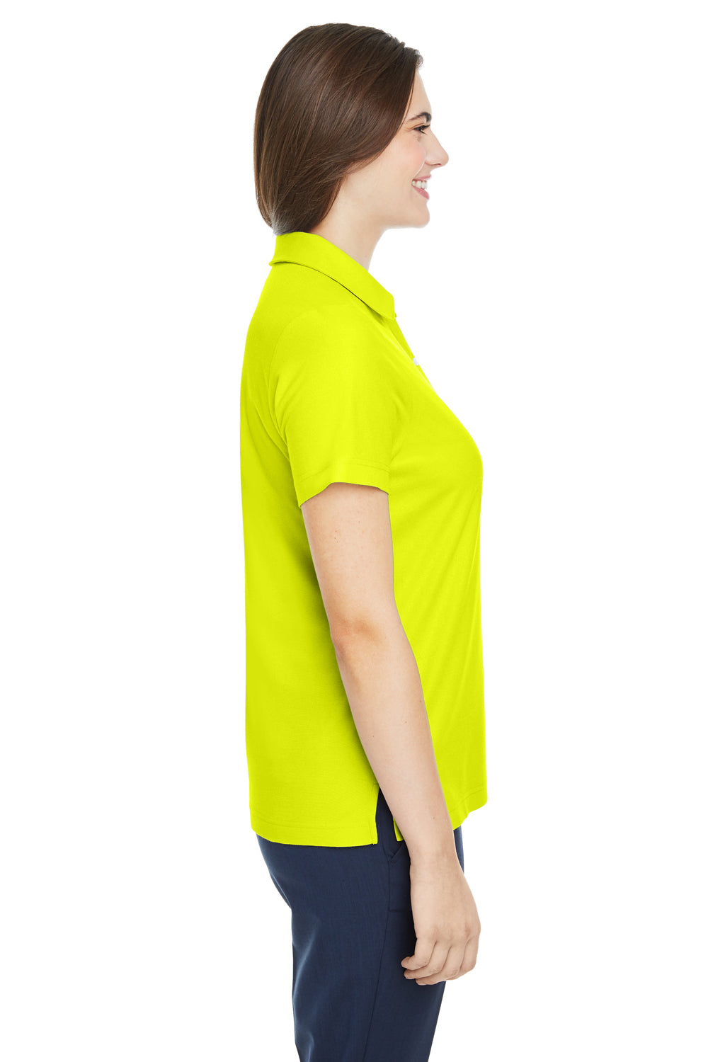 Core 365 CE112W Womens Fusion ChromaSoft Performance Moisture Wicking Pique Short Sleeve Polo Shirt Safety Yellow Model Side