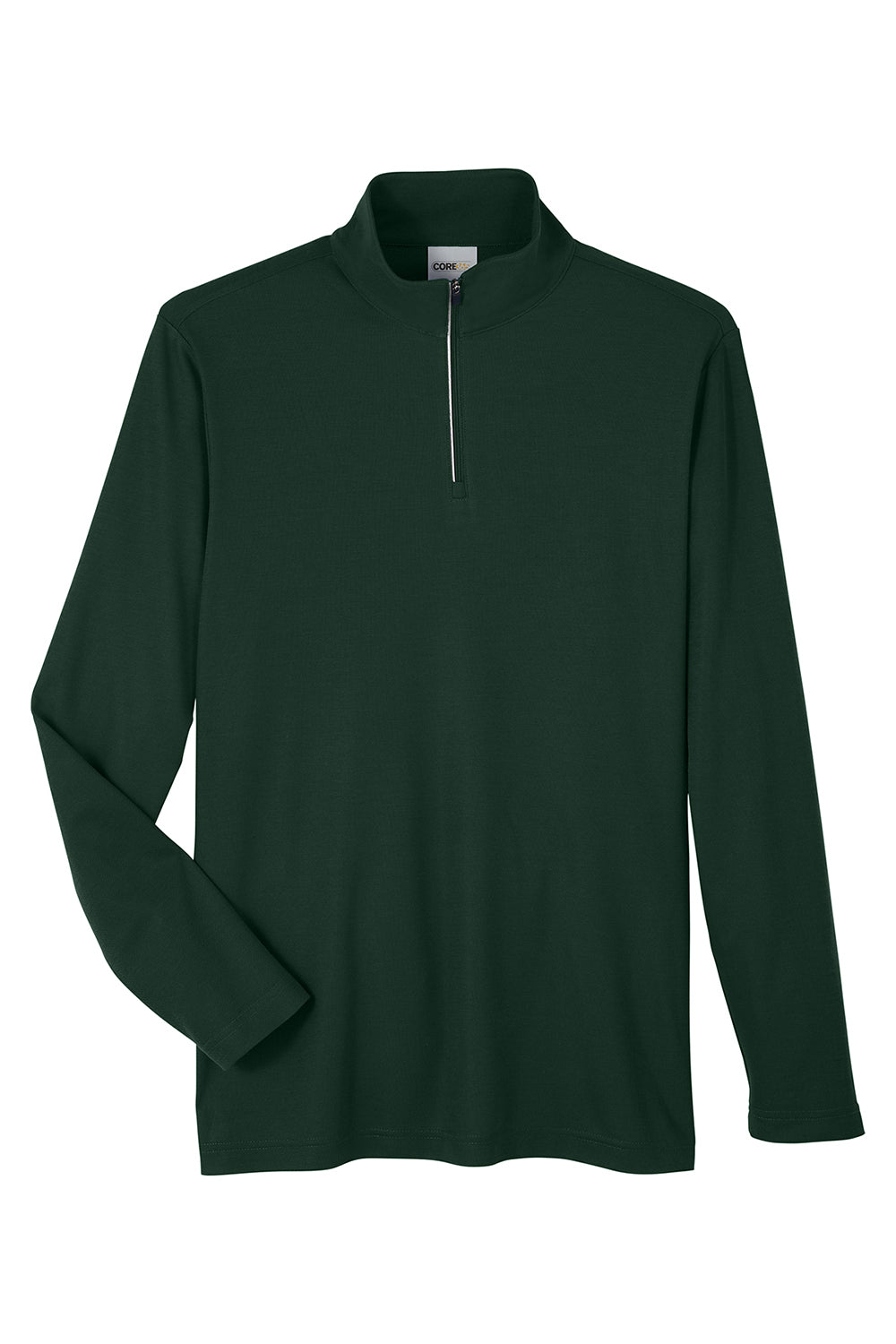 Core 365 CE405 Mens Fusion ChromaSoft Performance Moisture Wicking Pique 1/4 Zip Sweatshirt Forest Green Flat Front