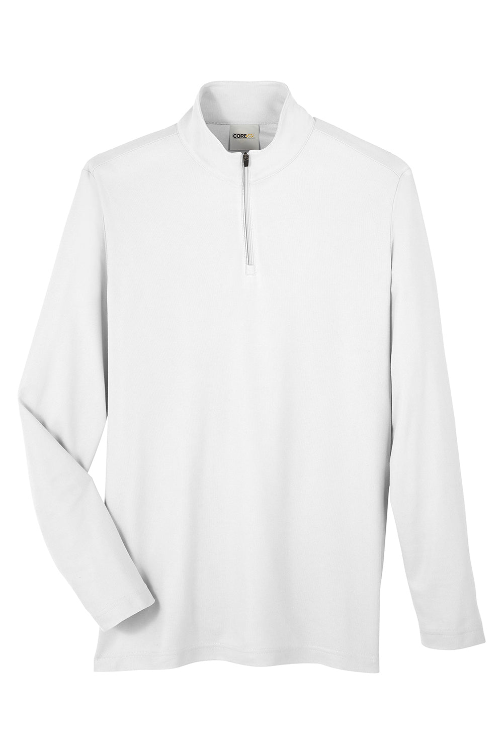 Core 365 CE405 Mens Fusion ChromaSoft Performance Moisture Wicking Pique 1/4 Zip Sweatshirt White Flat Front