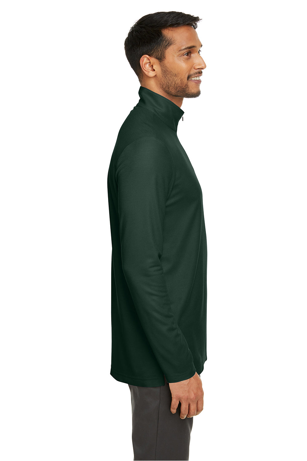 Core 365 CE405 Mens Fusion ChromaSoft Performance Moisture Wicking Pique 1/4 Zip Sweatshirt Forest Green Model Side