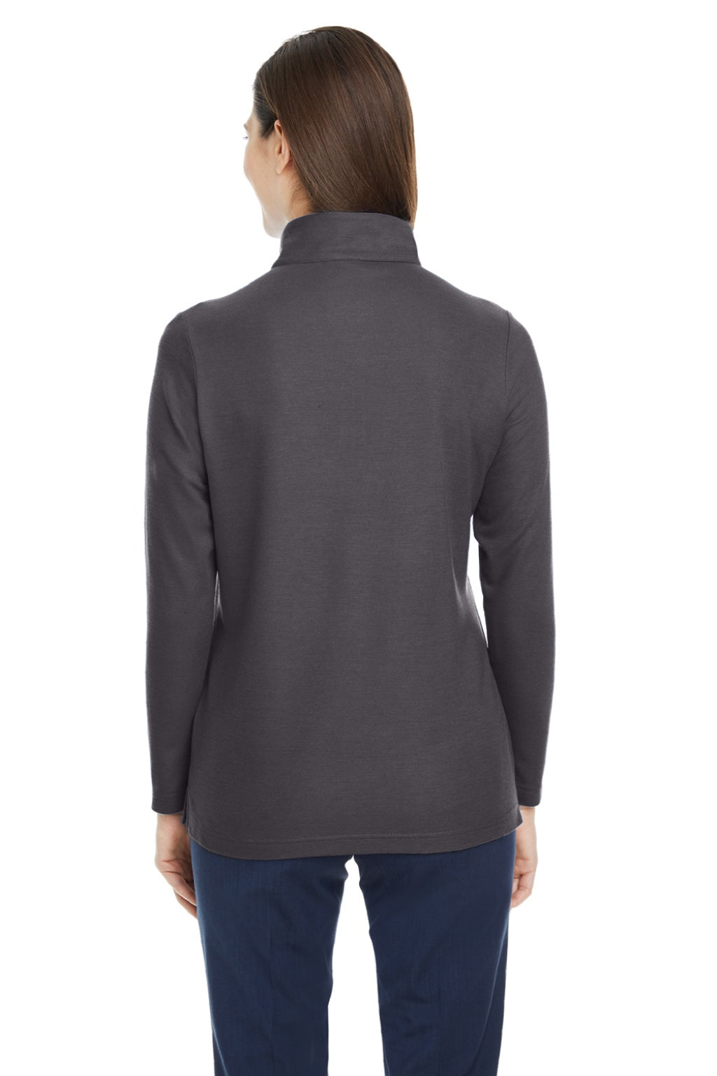Core 365 CE405W Womens Fusion ChromaSoft Performance Moisture Wicking Pique 1/4 Zip Sweatshirt Carbon Grey Model Back
