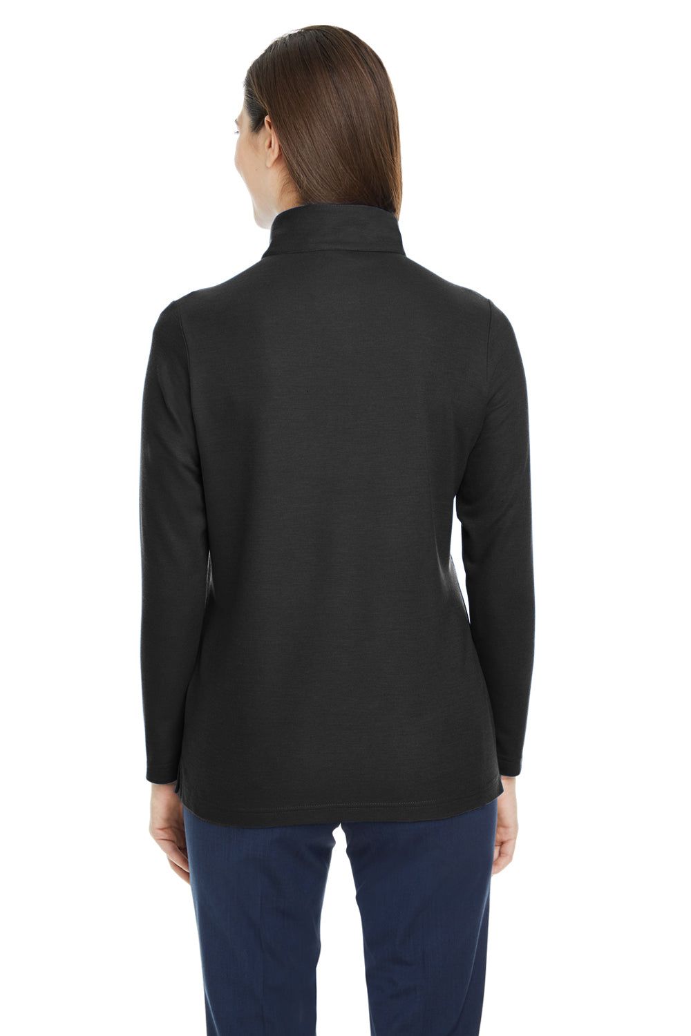 Core 365 CE405W Womens Fusion ChromaSoft Performance Moisture Wicking Pique 1/4 Zip Sweatshirt Black Model Back