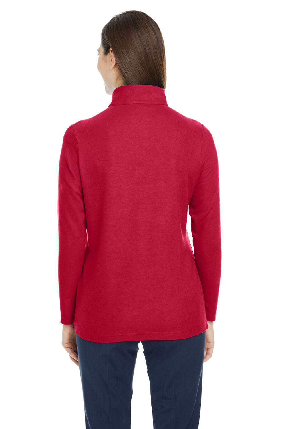 Core 365 CE405W Womens Fusion ChromaSoft Performance Moisture Wicking Pique 1/4 Zip Sweatshirt Classic Red Model Back