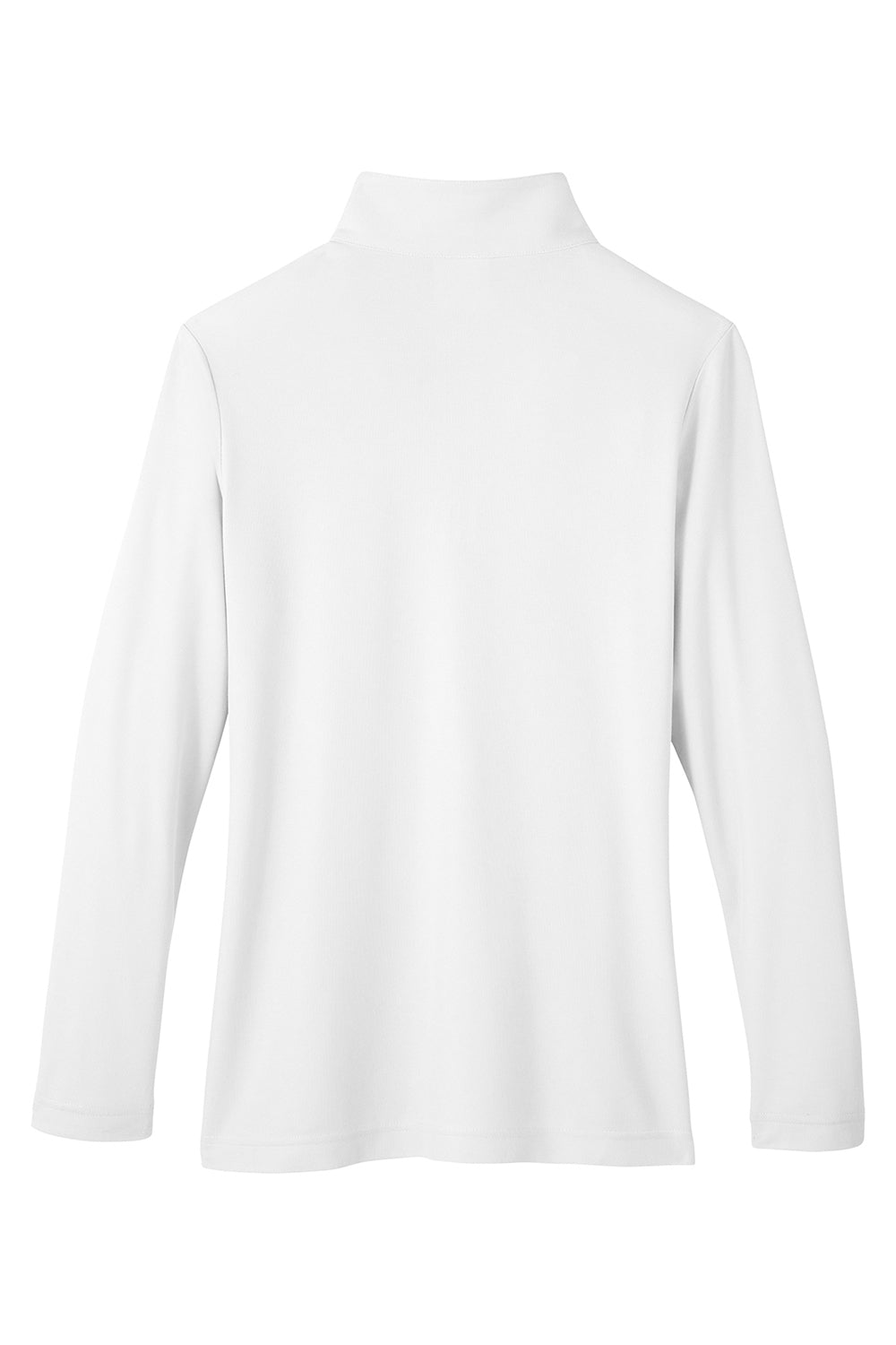 Core 365 CE405W Womens Fusion ChromaSoft Performance Moisture Wicking Pique 1/4 Zip Sweatshirt White Flat Back