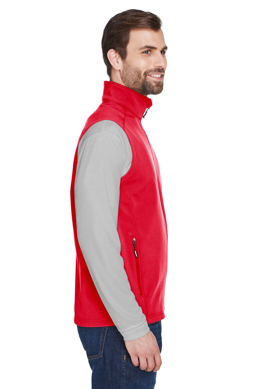 Core 365 CE701 Mens Cruise Water Resistant Full Zip Fleece Vest Classic Red Model Side