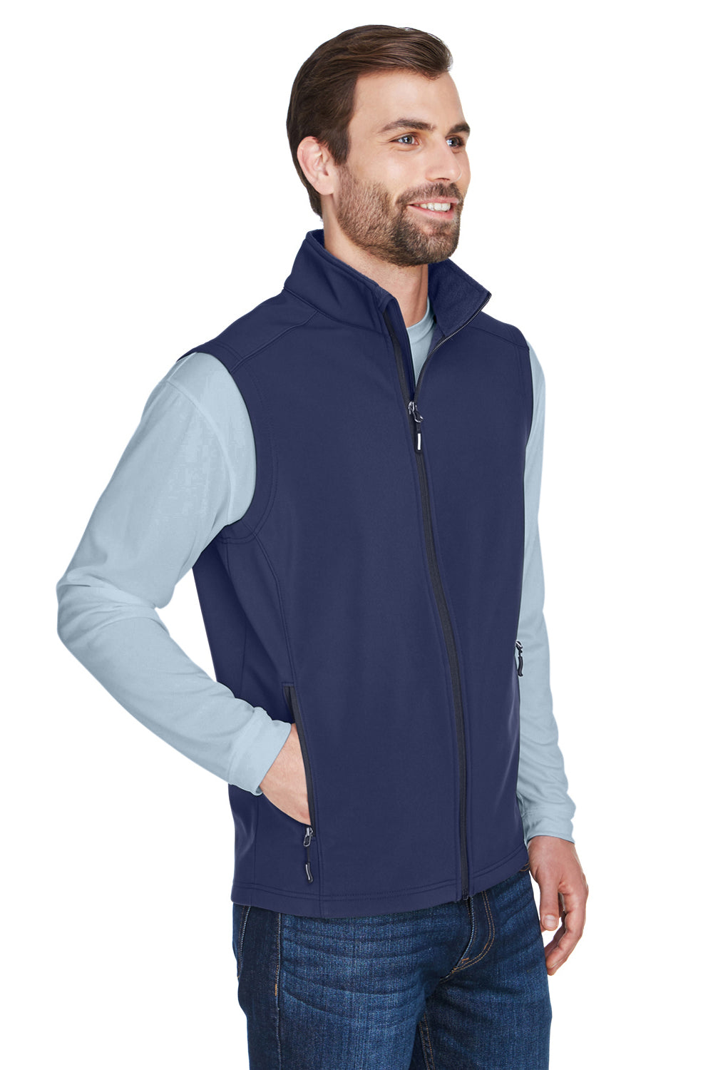 Core 365 CE701 Mens Cruise Water Resistant Full Zip Fleece Vest Classic Navy Blue Model 3q