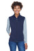 Core 365 CE701W Womens Cruise Water Resistant Full Zip Fleece Vest Classic Navy Blue Model Front
