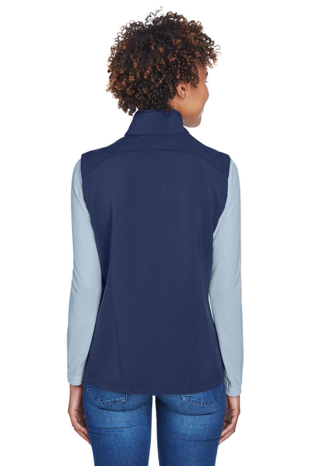 Core 365 CE701W Womens Cruise Water Resistant Full Zip Fleece Vest Classic Navy Blue Model Back