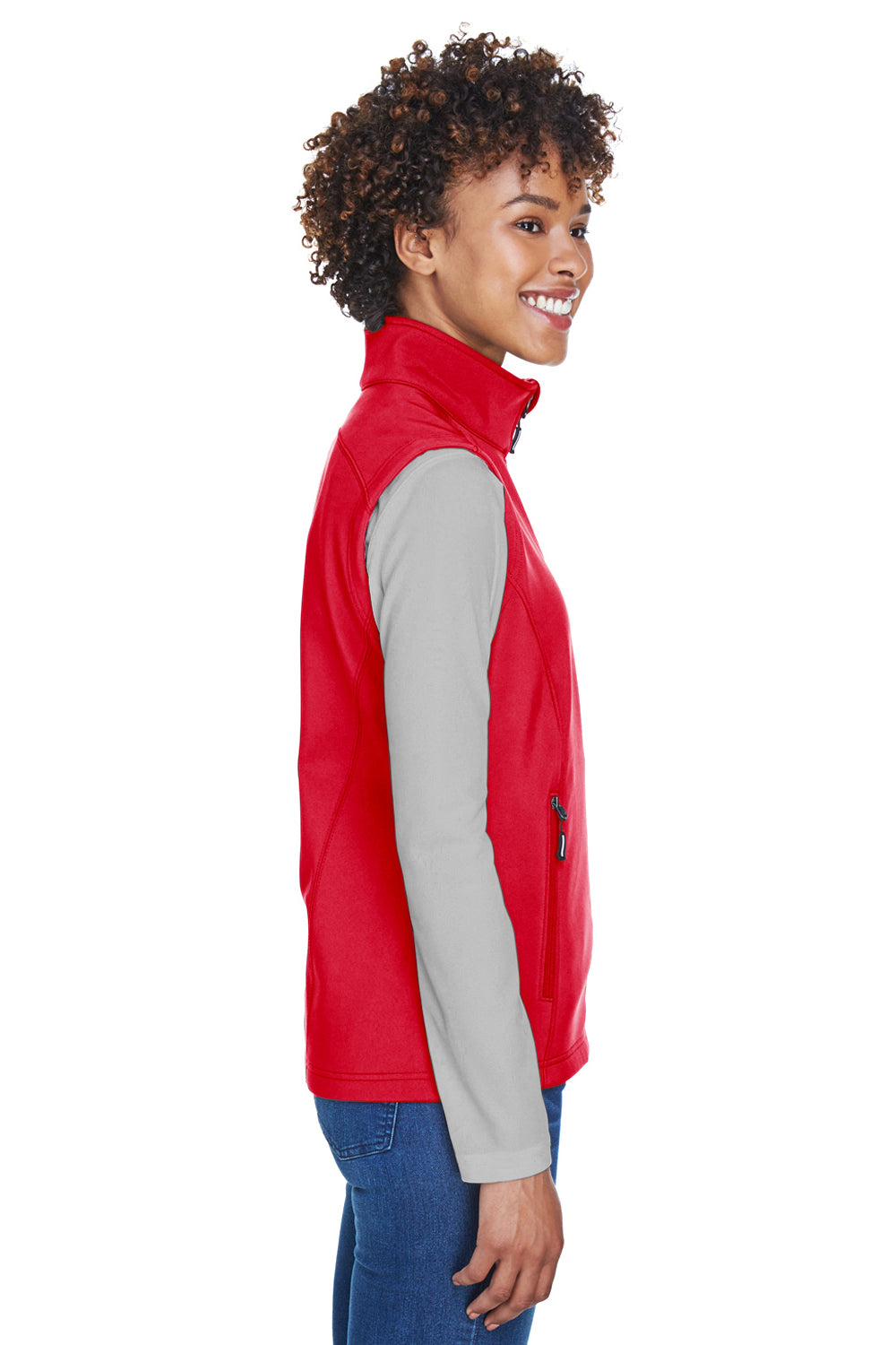 Core 365 CE701W Womens Cruise Water Resistant Full Zip Fleece Vest Classic Red Model Side