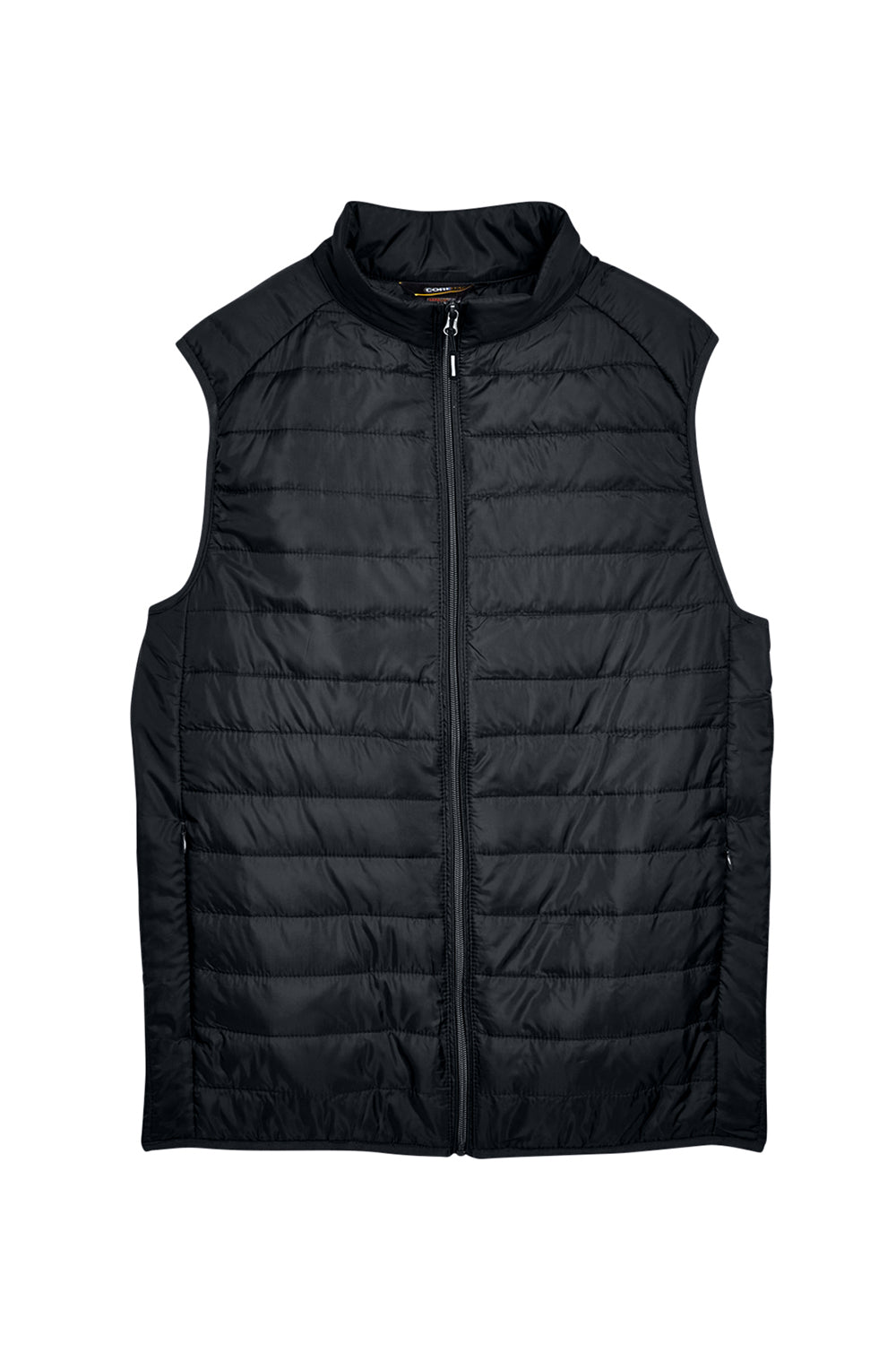 Core 365 CE702 Mens Prevail Packable Puffer Water Resistant Full Zip Vest Black Flat Front