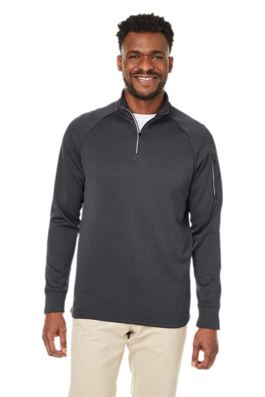 Core 365 CE801 Mens Fusion ChromaSoft Anti Static Fleece 1/4 Zip Sweatshirt w/ Pocket Carbon Grey Model Front