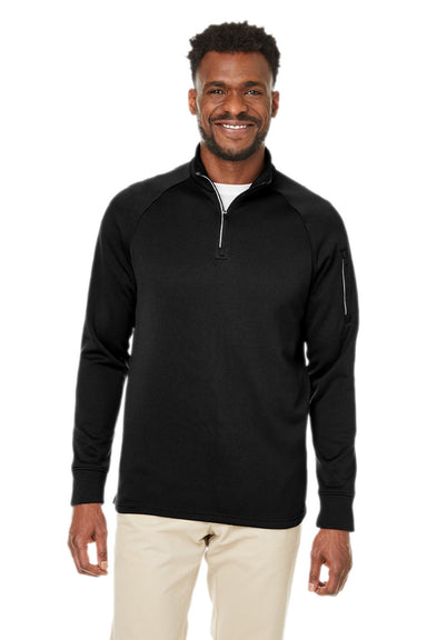 Core 365 CE801 Mens Fusion ChromaSoft Anti Static Fleece 1/4 Zip Sweatshirt w/ Pocket Black Model Front