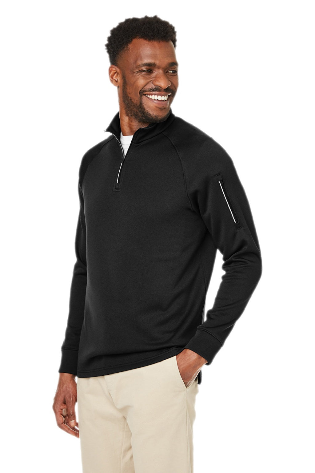 Core 365 CE801 Mens Fusion ChromaSoft Anti Static Fleece 1/4 Zip Sweatshirt w/ Pocket Black Model 3q