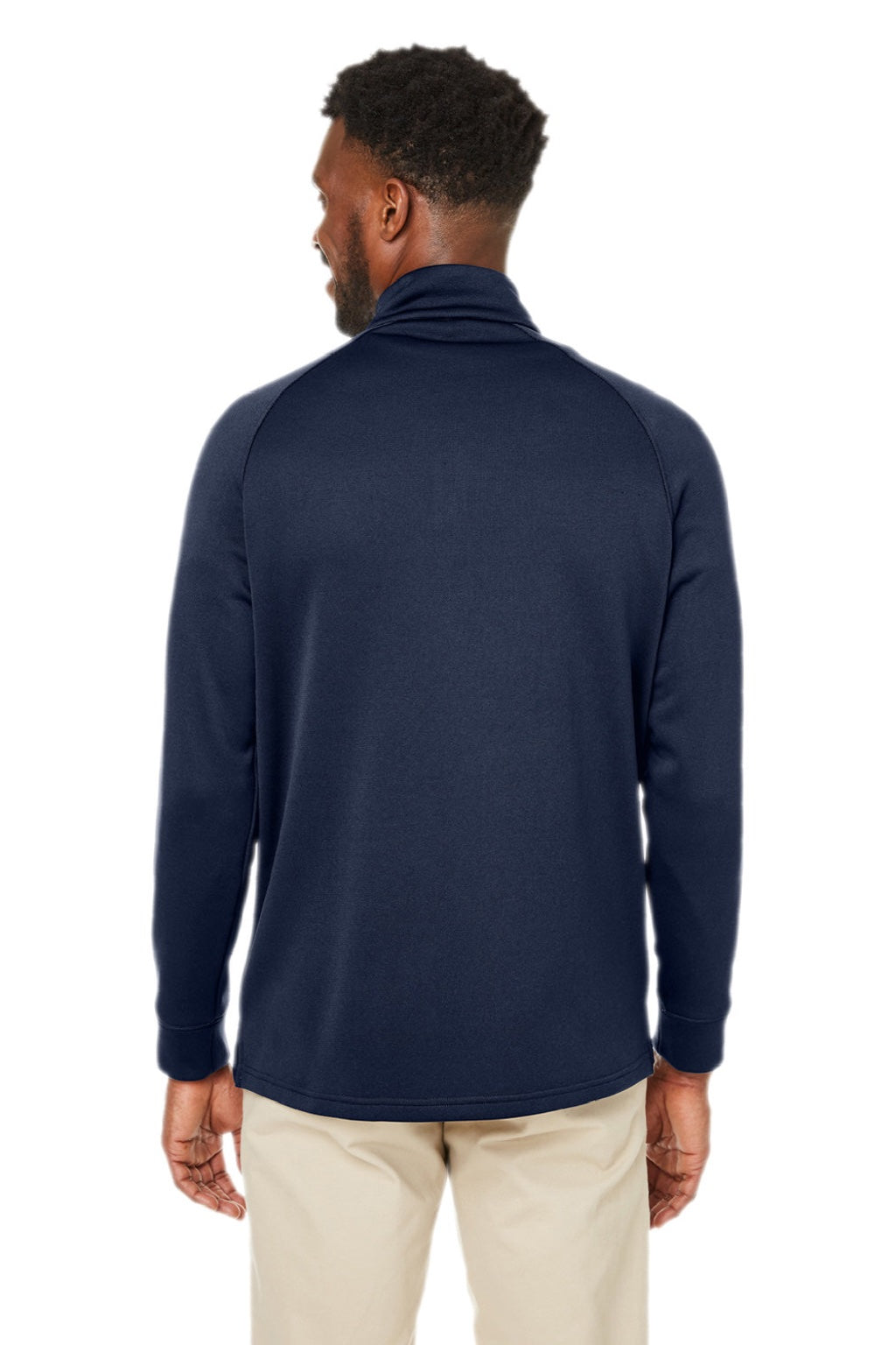 Core 365 CE801 Mens Fusion ChromaSoft Anti Static Fleece 1/4 Zip Sweatshirt w/ Pocket Classic Navy Blue Model Back