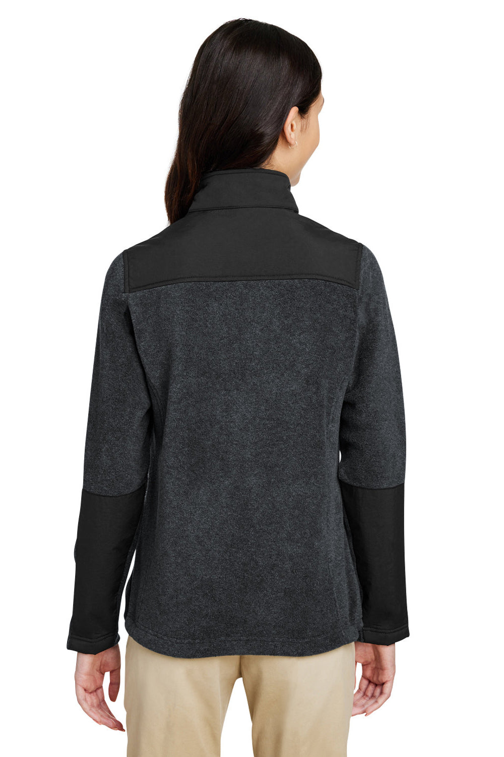 Core 365 CE890W Womens Journey Summit Hybrid Full Zip Jacket Heather Charcoal Grey/Black Model Back