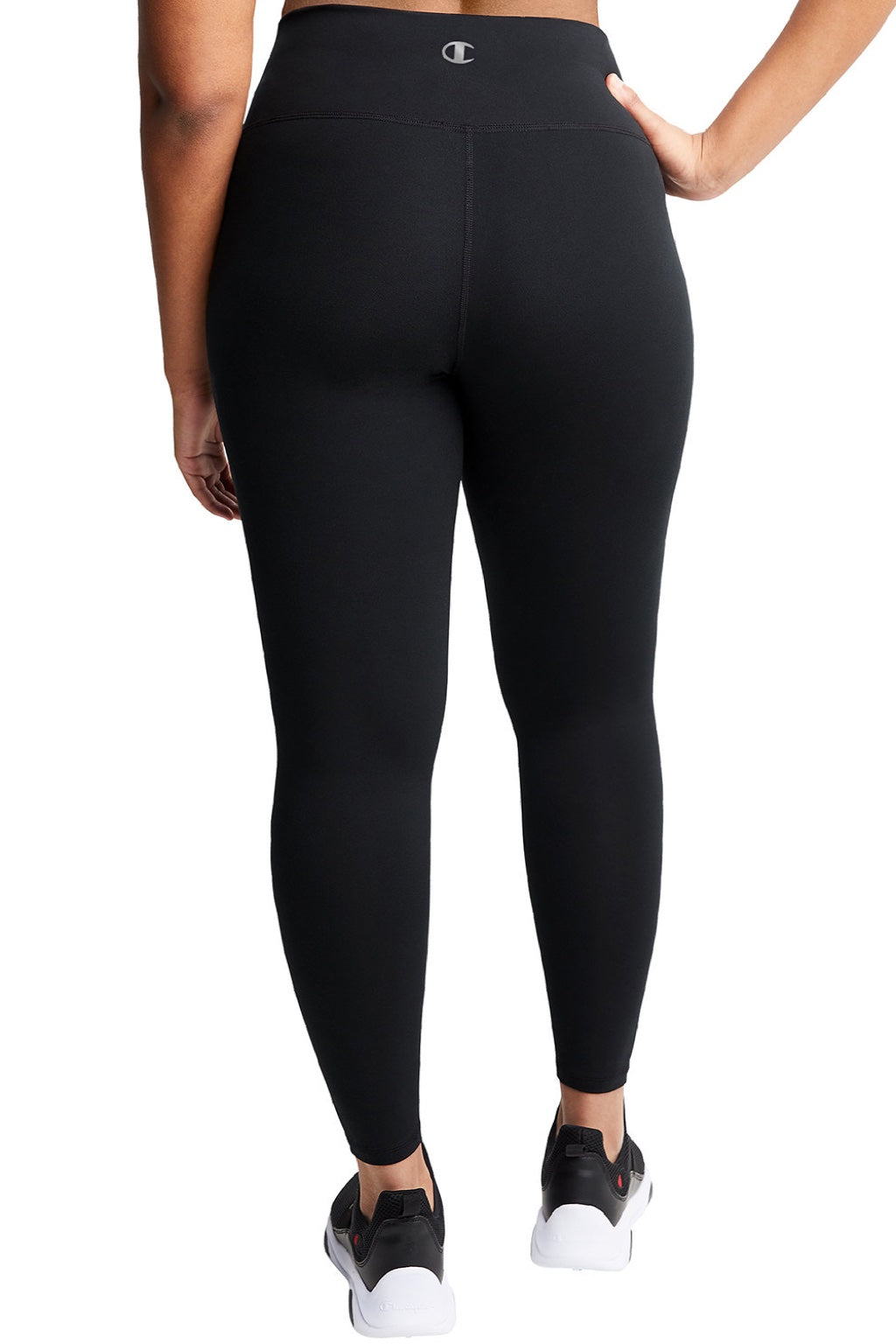 Champion CHP120 Womens Sport Soft Touch Leggings w/ Pocket Black Model Back