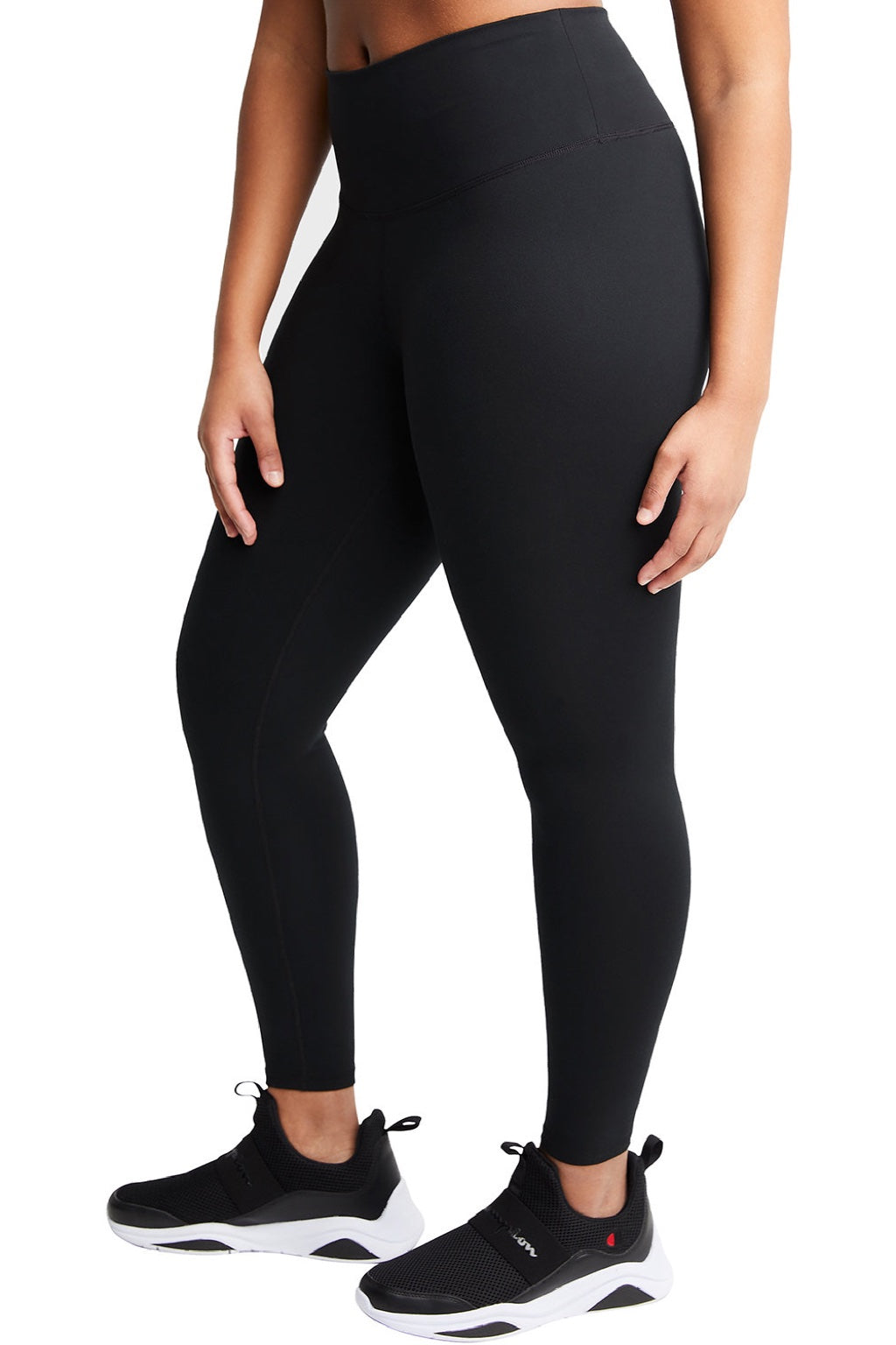 Champion CHP120 Womens Sport Soft Touch Leggings w/ Pocket Black Model Side