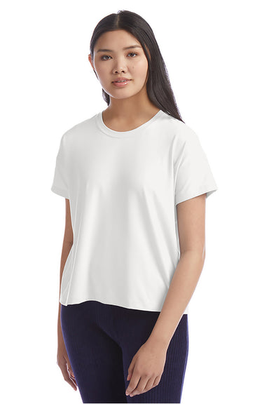 Champion CHP130 Womens Sport Soft Touch Short Sleeve Crewneck T-Shirt White Model Front