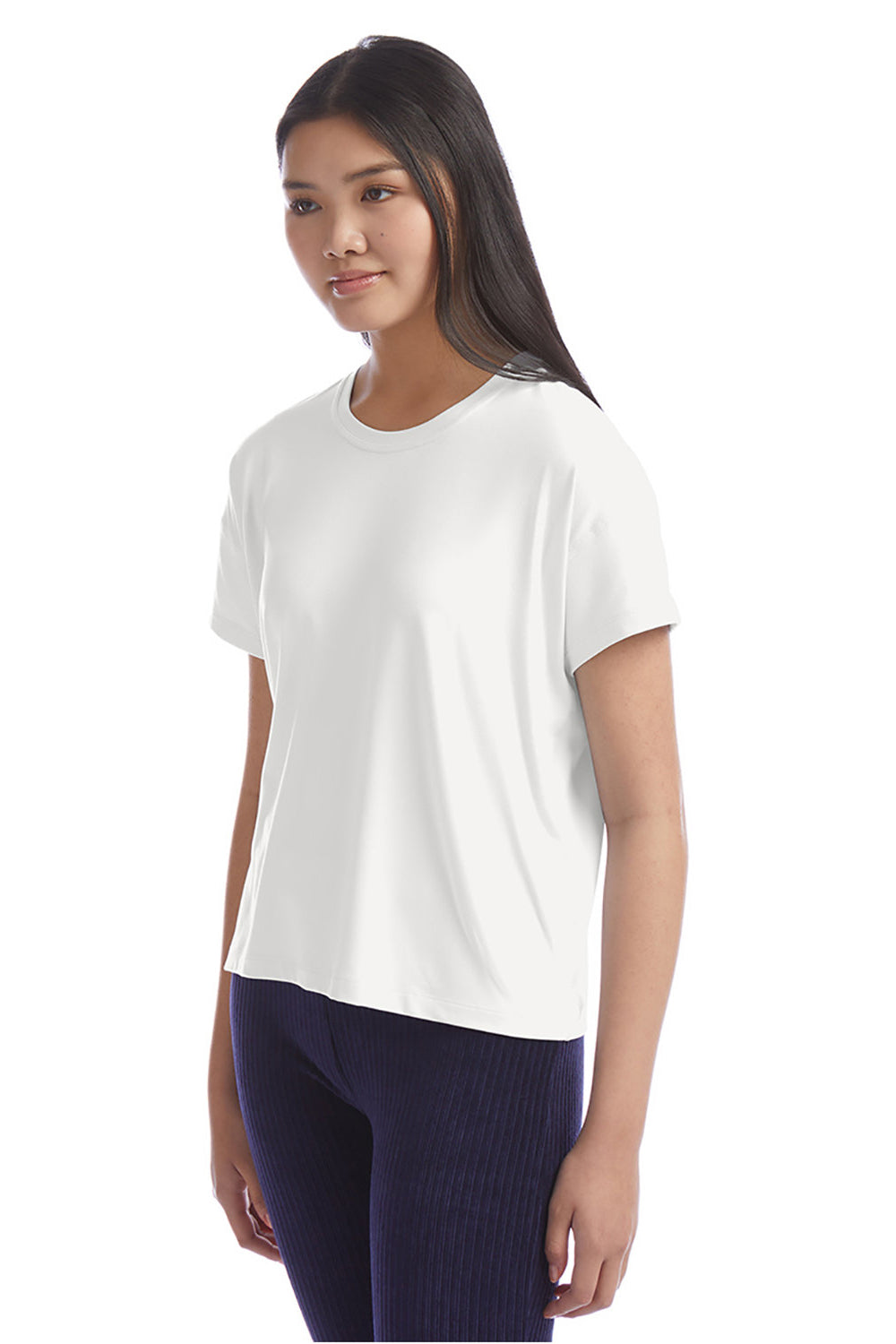Champion CHP130 Womens Sport Soft Touch Short Sleeve Crewneck T-Shirt White Model 3q