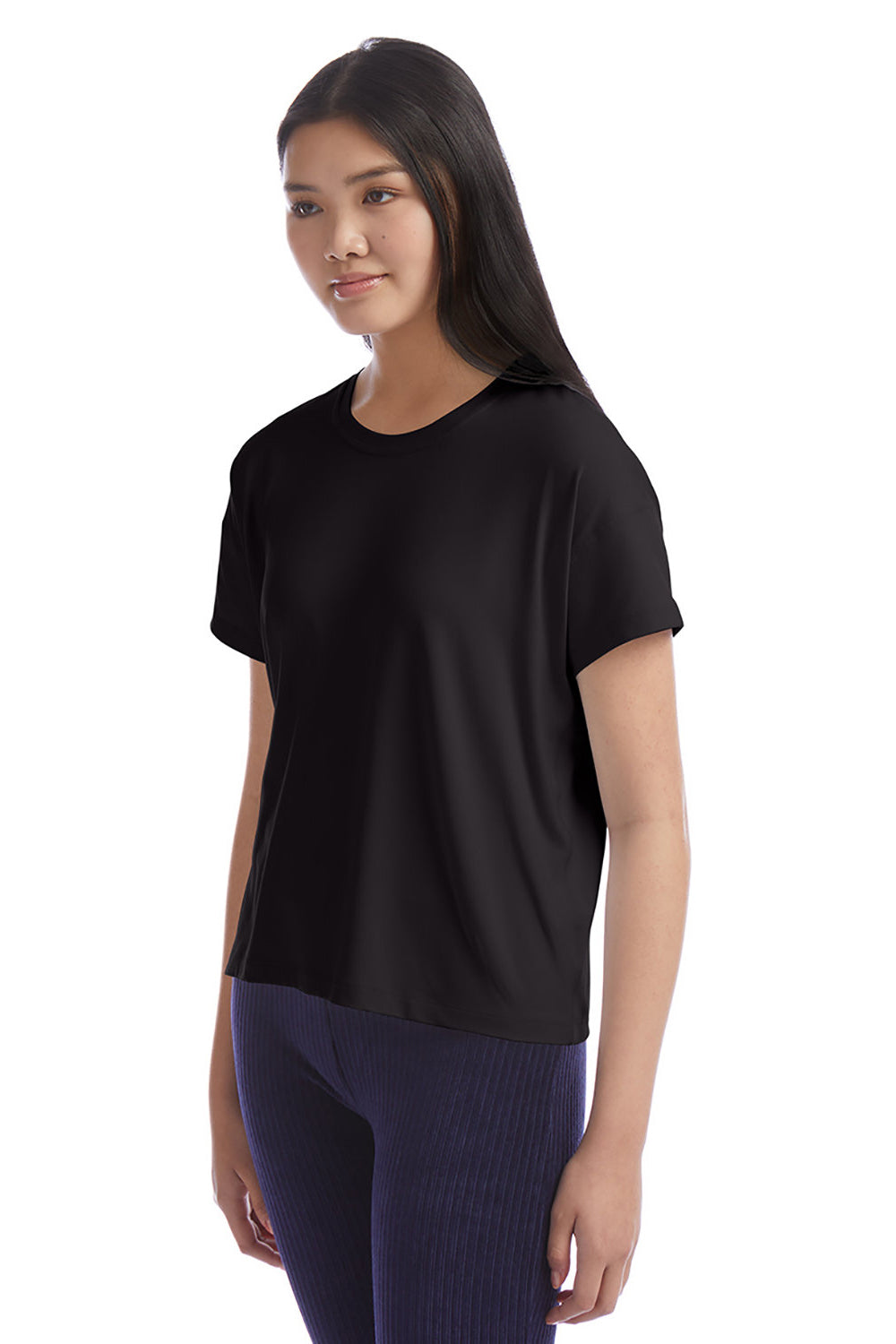 Champion CHP130 Womens Sport Soft Touch Short Sleeve Crewneck T-Shirt Black Model 3q